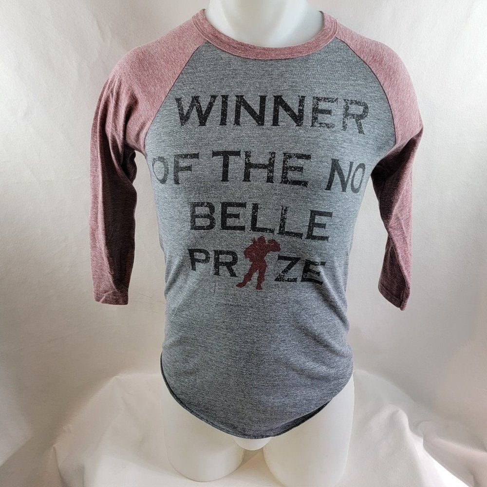 Disney Parks Shirt Mens Small Grey Red No Belle Prize Gaston Graphic Tee Raglan